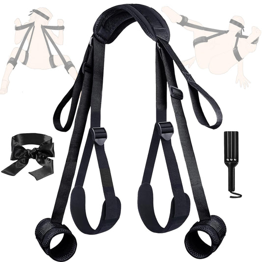 BDSM Bondage Restraints Sex Swing Kit, 3 PCS Bondage Gear & Accessories, Adult Toys Sex Straps Neck to Wrist Thigh Sex Sling & Ankle Kits with Adjustable, Couples Sex Toys