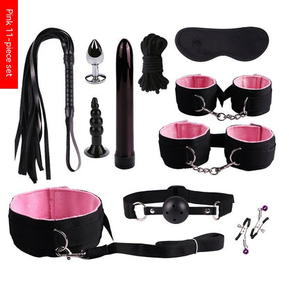 Plush Bondage Nylon Leather Suit Set | Ultimate 11-Piece BDSM Kit