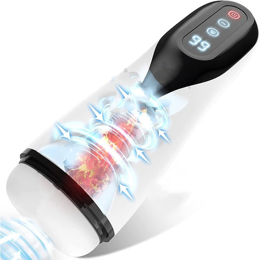 Automatic Telescopic Heating & Vibration Pleasure Toy with Sound – Silicone Design for Men