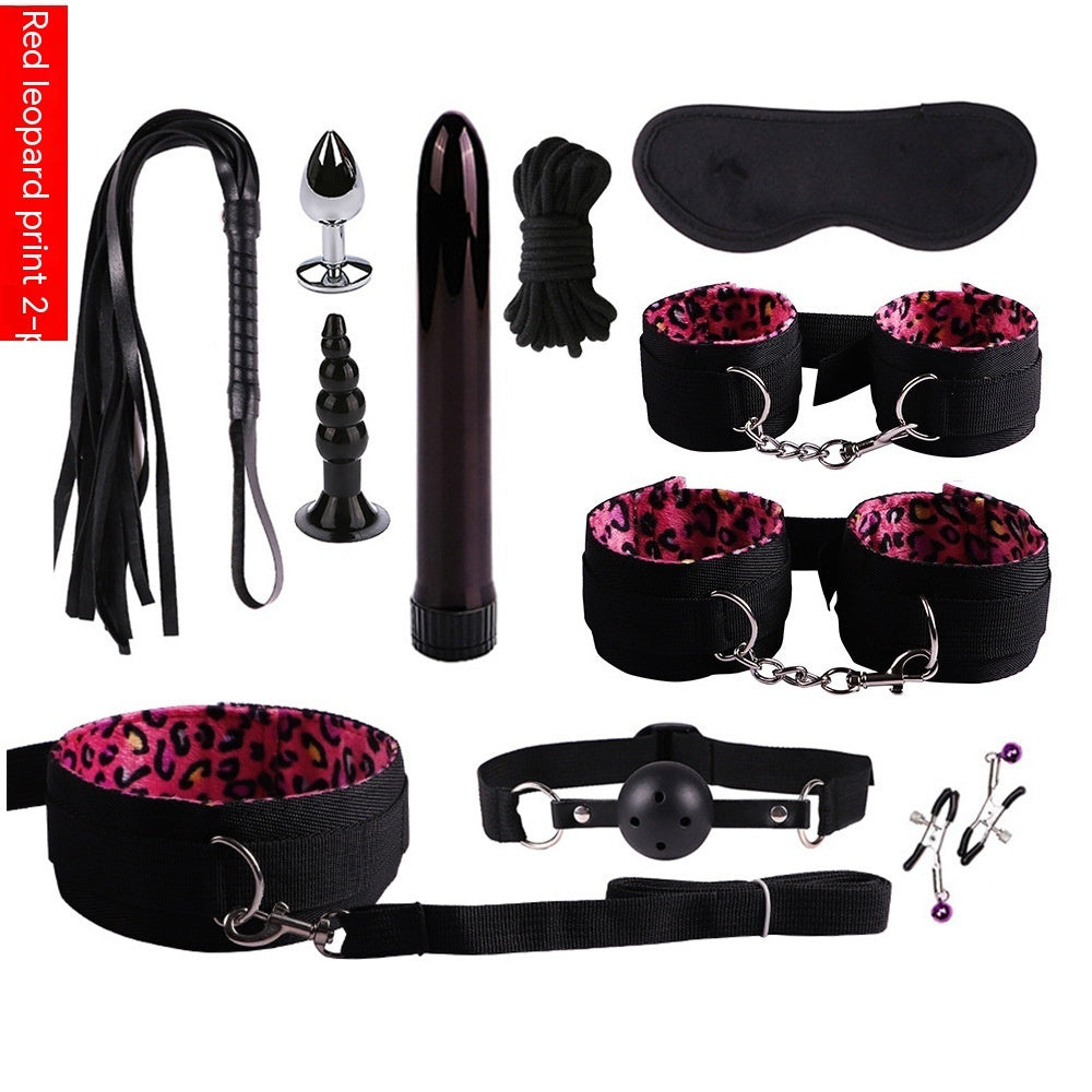 Plush Bondage Nylon Leather Suit Set | Ultimate 11-Piece BDSM Kit