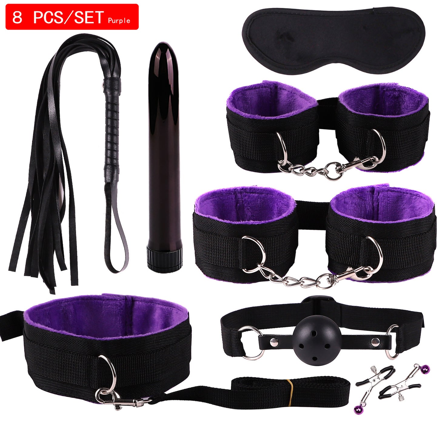 Plush Bondage Nylon Leather Suit Set | Ultimate 11-Piece BDSM Kit
