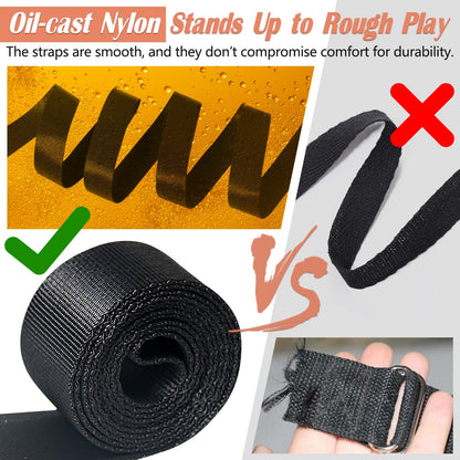 Sex Bondage BDSM Kit Bed Restraints Set, Super Easy Install Sex Rope Adjustable Straps, Sex Toys with Handcuffs Ankle Cuff for Adults Women Couples Game Pleasure (Black)