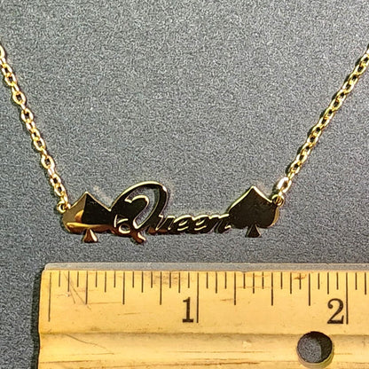 Queen of Spades Necklace Gold or Silver Colored, Queen of Spades BBC Necklace