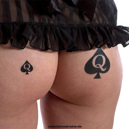 5 x Big Queen of Spades Tattoo in black plus 2 small- Hotwife Tattoo - BBC - temporary Tattoo
