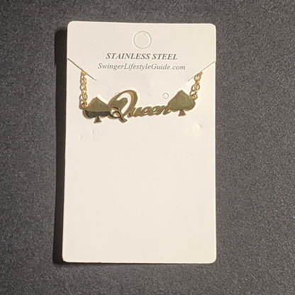 Queen of Spades Necklace Gold or Silver Colored, Queen of Spades BBC Necklace