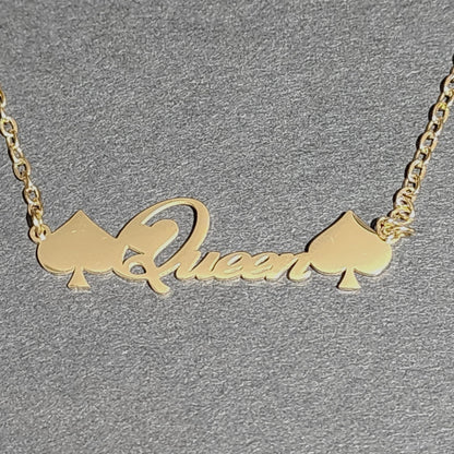Queen of Spades Necklace Gold or Silver Colored, Queen of Spades BBC Necklace