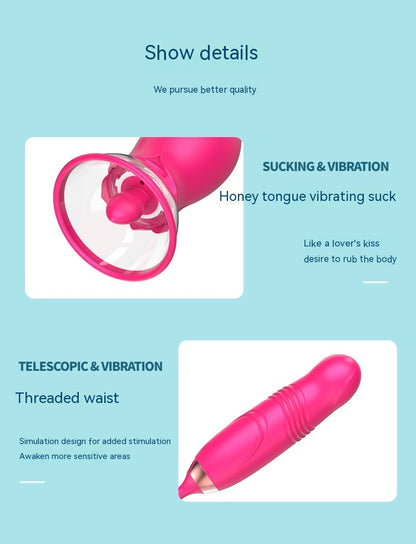 Manting Flower Rose Double-headed Sucking Tongue Licking Telescopic Vibration Device