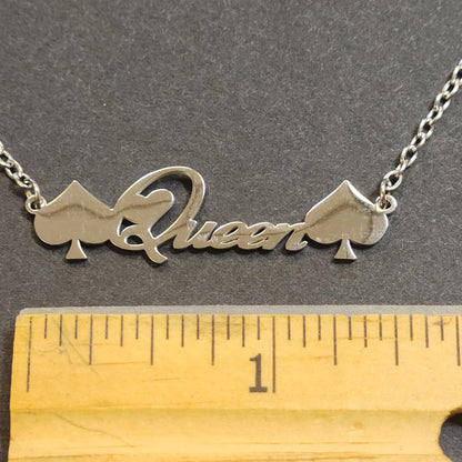 Queen of Spades Necklace Gold or Silver Colored, Queen of Spades BBC Necklace