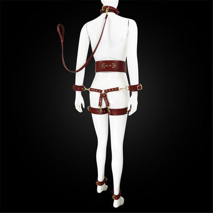 Leather Handcuffs and Leg Cuffs with Waist Restraint Belt – Versatile Restraint Set