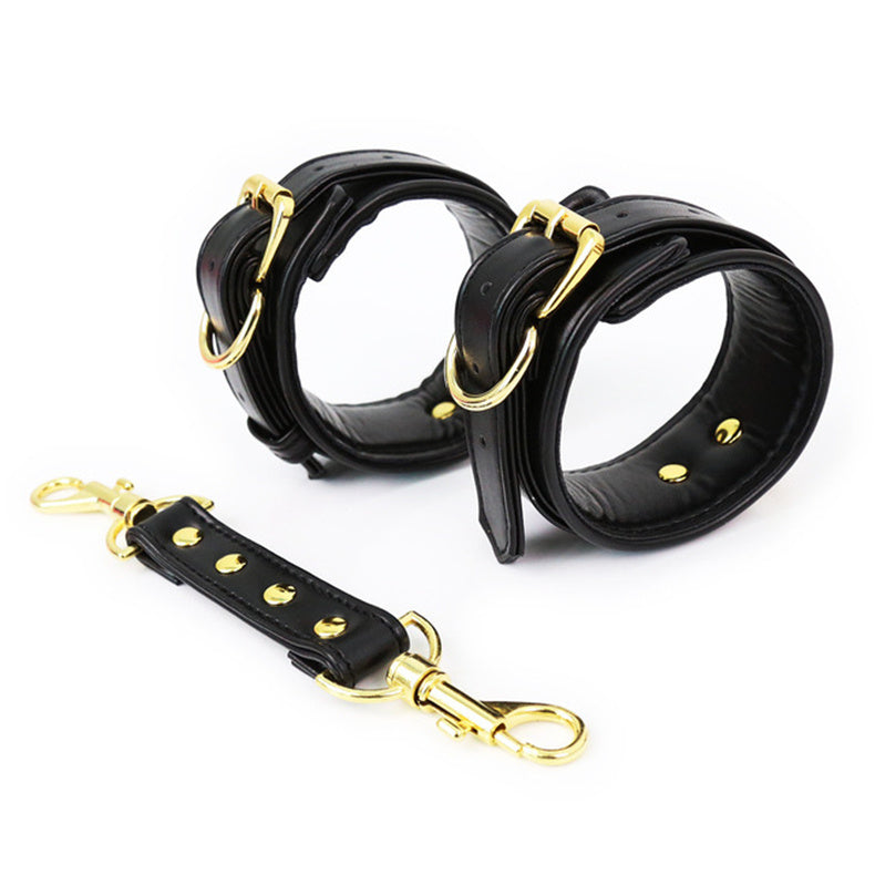 Leather Handcuffs and Leg Cuffs with Waist Restraint Belt – Versatile Restraint Set