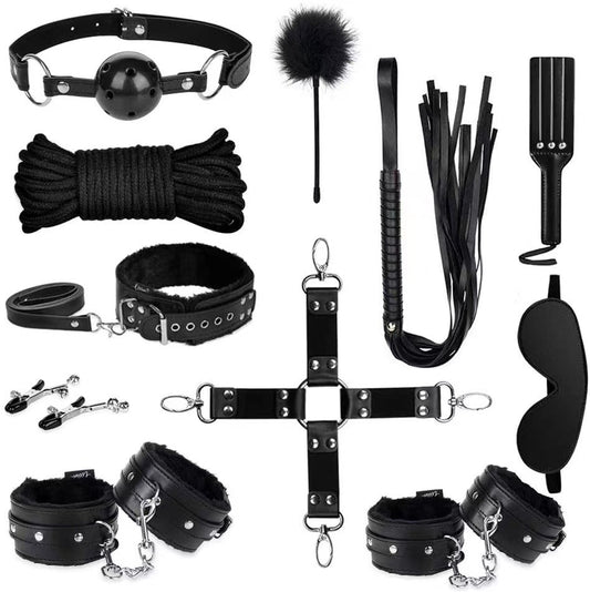 Deluxe Plush Leather 11-Piece Bondage Kit