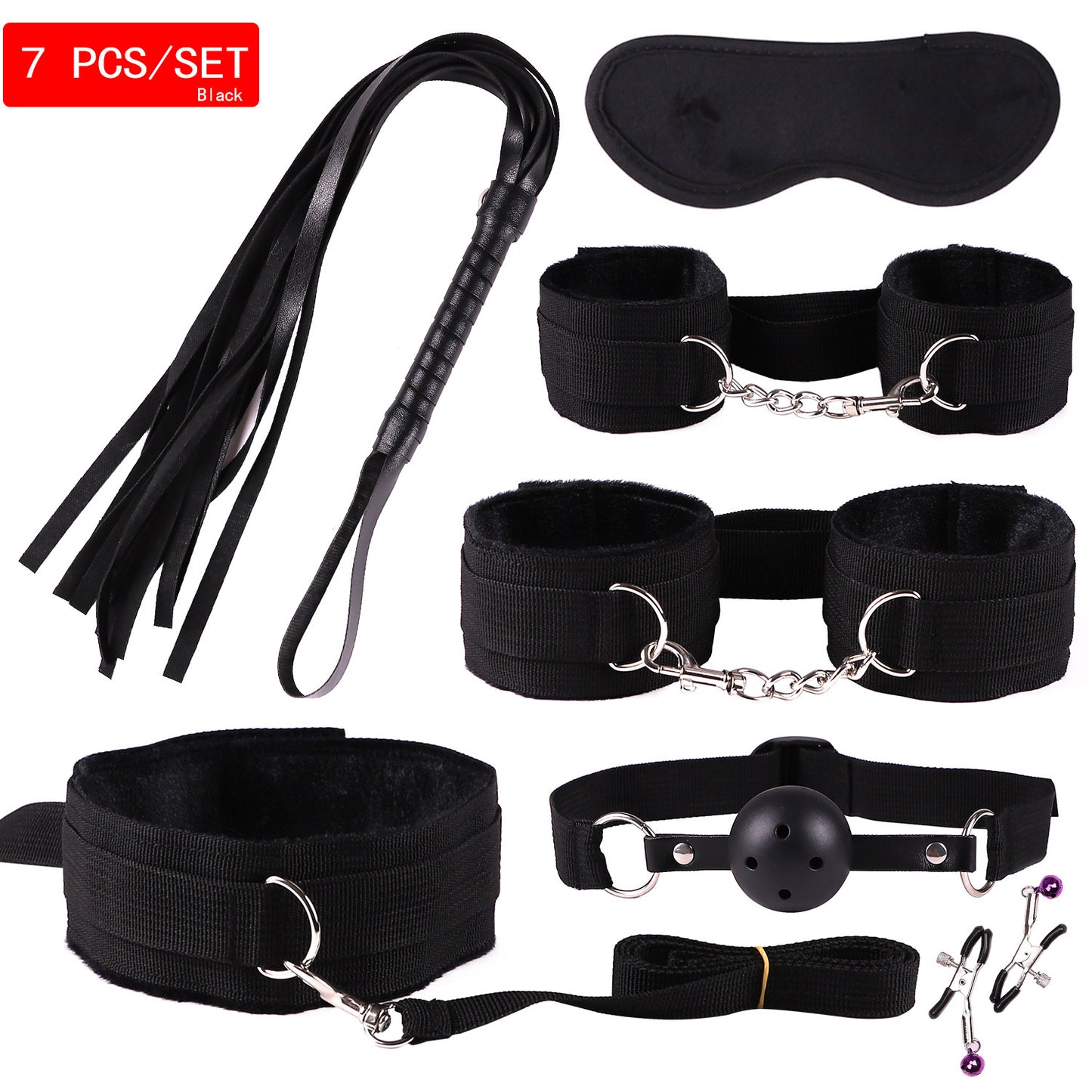 Plush Bondage Nylon Leather Suit Set | Ultimate 11-Piece BDSM Kit