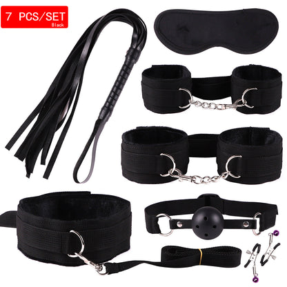 Plush Bondage Nylon Leather Suit Set | Ultimate 11-Piece BDSM Kit