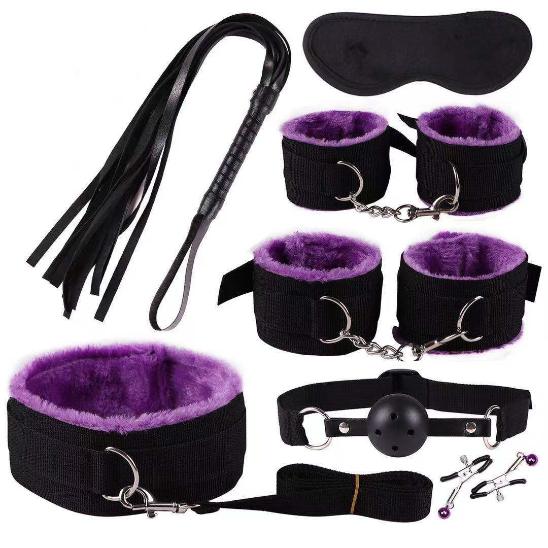7-Piece & 8-Piece Plush Bondage Training Set - Nylon Discipline Toys in Various Colors