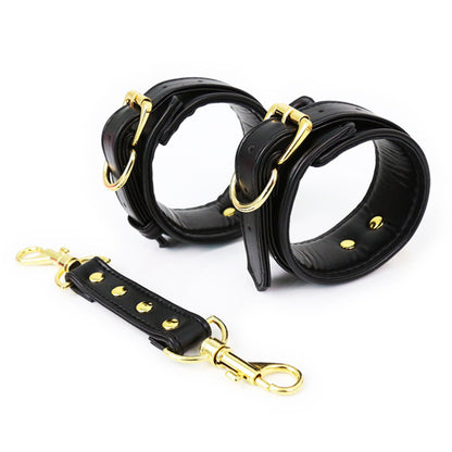Leather Handcuffs and Leg Cuffs with Waist Restraint Belt – Versatile Restraint Set