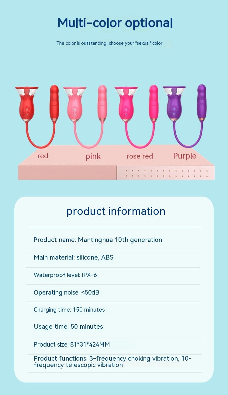 Manting Flower Rose Double-headed Sucking Tongue Licking Telescopic Vibration Device