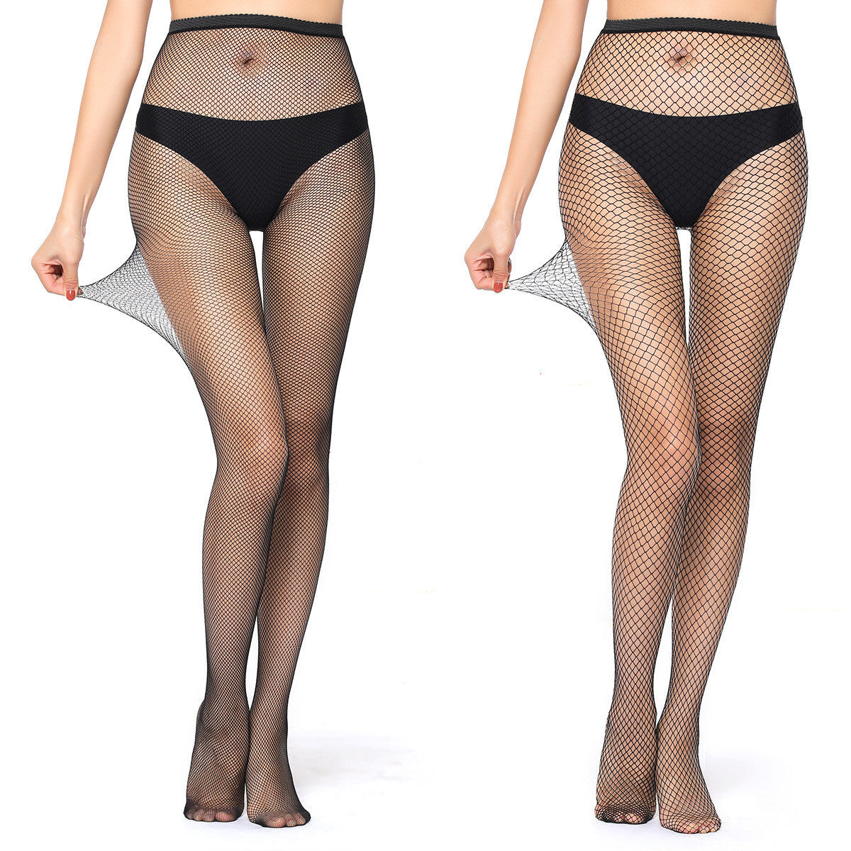 High Elastic Black Fishnet Silk Stockings - Thin and Stylish in Three Mesh Sizes