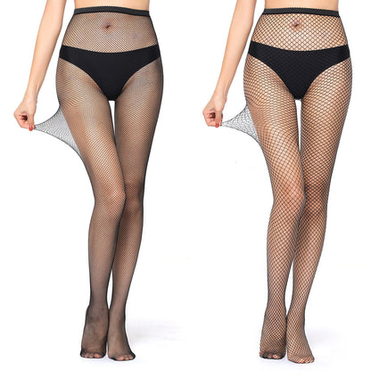 High Elastic Black Fishnet Silk Stockings - Thin and Stylish in Three Mesh Sizes