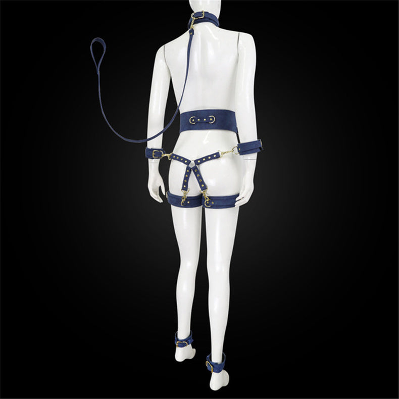 Leather Handcuffs and Leg Cuffs with Waist Restraint Belt – Versatile Restraint Set