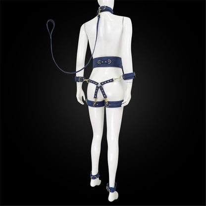 Leather Handcuffs and Leg Cuffs with Waist Restraint Belt – Versatile Restraint Set
