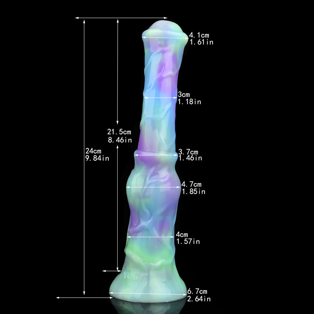 No Testes Light Stick Simulation Horse Cock Toy - Luminous Lotus and Magic Night Colors, Liquid Silicone
