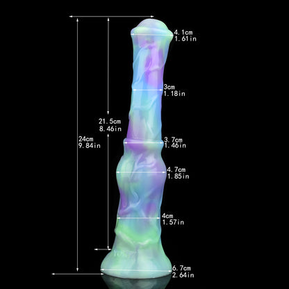 No Testes Light Stick Simulation Horse Cock Toy - Luminous Lotus and Magic Night Colors, Liquid Silicone