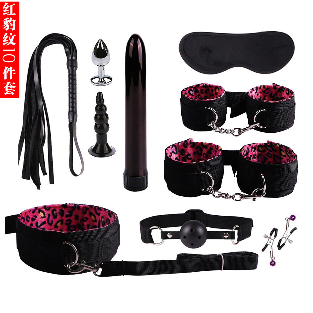 Plush Bondage Nylon Leather Suit Set | Ultimate 11-Piece BDSM Kit
