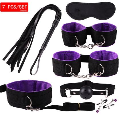 Plush Bondage Nylon Leather Suit Set | Ultimate 11-Piece BDSM Kit