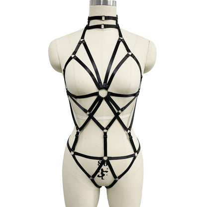 Adjustable Body Binding Underwear – Seductive Black Harness Suit for Mature Style