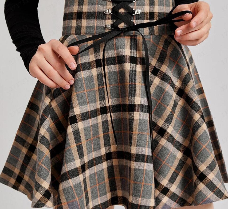 Retro Plaid Slim High Waist A-Line Skirt for Women | Stylish Short Skirt - Multiple Colors