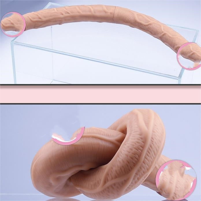 Liquid Silicone Double-Headed Dragon Toy - Multiple Sizes and Flesh Color Options