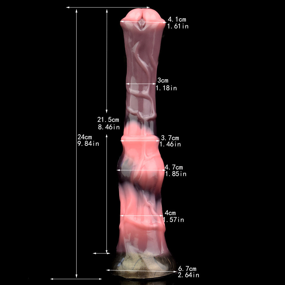 No Testes Light Stick Simulation Horse Cock Toy - Luminous Lotus and Magic Night Colors, Liquid Silicone