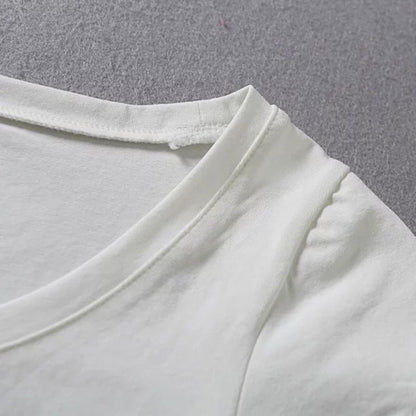 Skinny Fashion Short Sleeve T-Shirt | Tie-Dye Pullover Top - Casual Solid Color