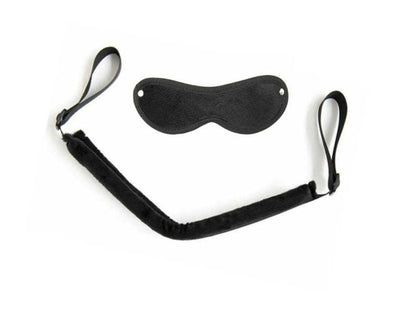 Short Plush Studded Face Mask – Black Blindfold for Sensory Play