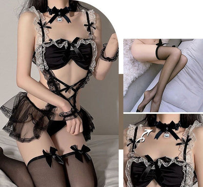Black Silk Maid Sexy Underwear Suit
