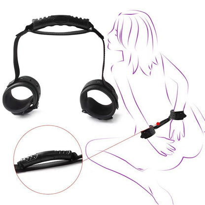 Black Leather Handcuffs – Bondage Training Toy for Adults