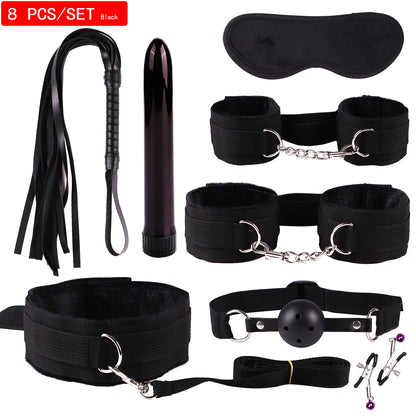 Plush Bondage Nylon Leather Suit Set | Ultimate 11-Piece BDSM Kit