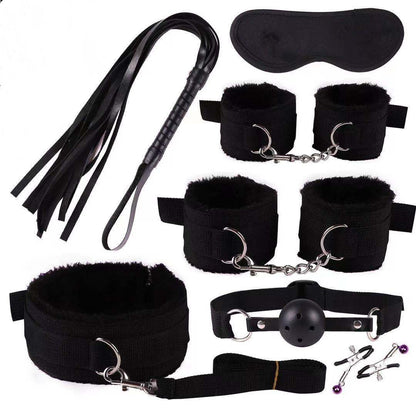 7-Piece & 8-Piece Plush Bondage Training Set - Nylon Discipline Toys in Various Colors