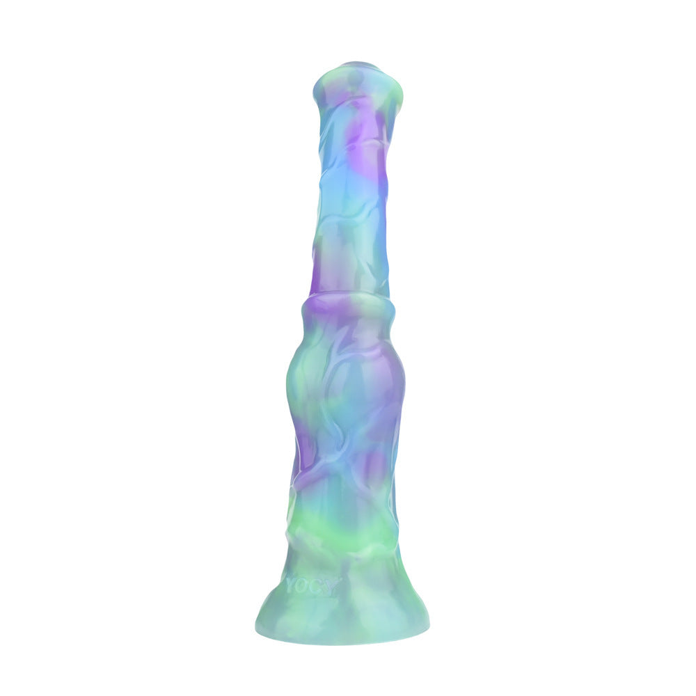 No Testes Light Stick Simulation Horse Cock Toy - Luminous Lotus and Magic Night Colors, Liquid Silicone