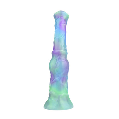No Testes Light Stick Simulation Horse Cock Toy - Luminous Lotus and Magic Night Colors, Liquid Silicone