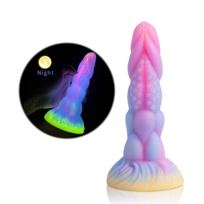 Luminous Fluorescent Mixed Color Butt Plug - Liquid Silicone Replica, Glow-in-the-Dark Feature