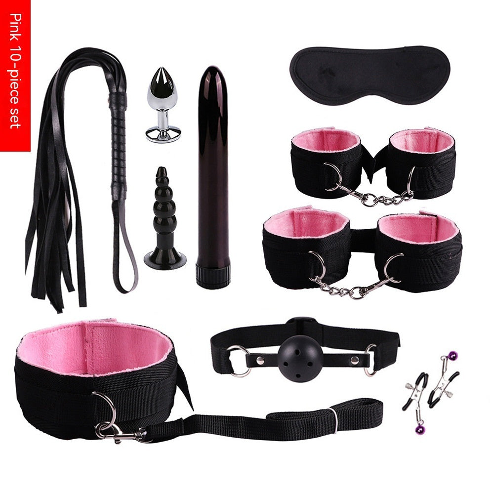 Plush Bondage Nylon Leather Suit Set | Ultimate 11-Piece BDSM Kit