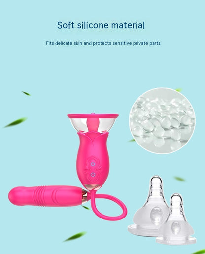 Manting Flower Rose Double-headed Sucking Tongue Licking Telescopic Vibration Device