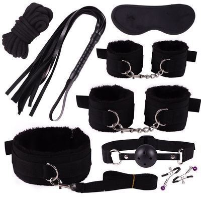 7-Piece & 8-Piece Plush Bondage Training Set - Nylon Discipline Toys in Various Colors
