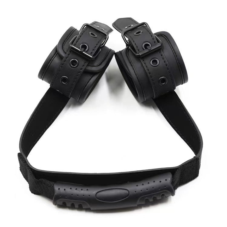 Black Leather Handcuffs – Bondage Training Toy for Adults