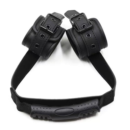 Black Leather Handcuffs – Bondage Training Toy for Adults