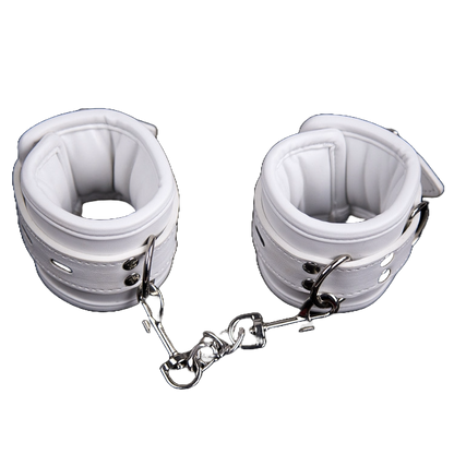 Premium White Leather Elastic Handcuffs for Couples - Plush Bondage Ankle Cuffs