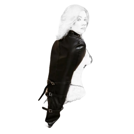 Black PU Leather Forced Bed Bondage Jacket - Premium Erotic Sex Tool