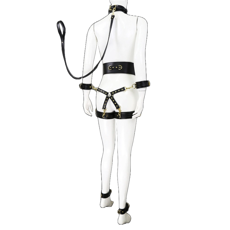 Leather Handcuffs and Leg Cuffs with Waist Restraint Belt – Versatile Restraint Set